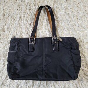 Coach Black Nylon / Leather Tote Bag Handcrafted in Turkey